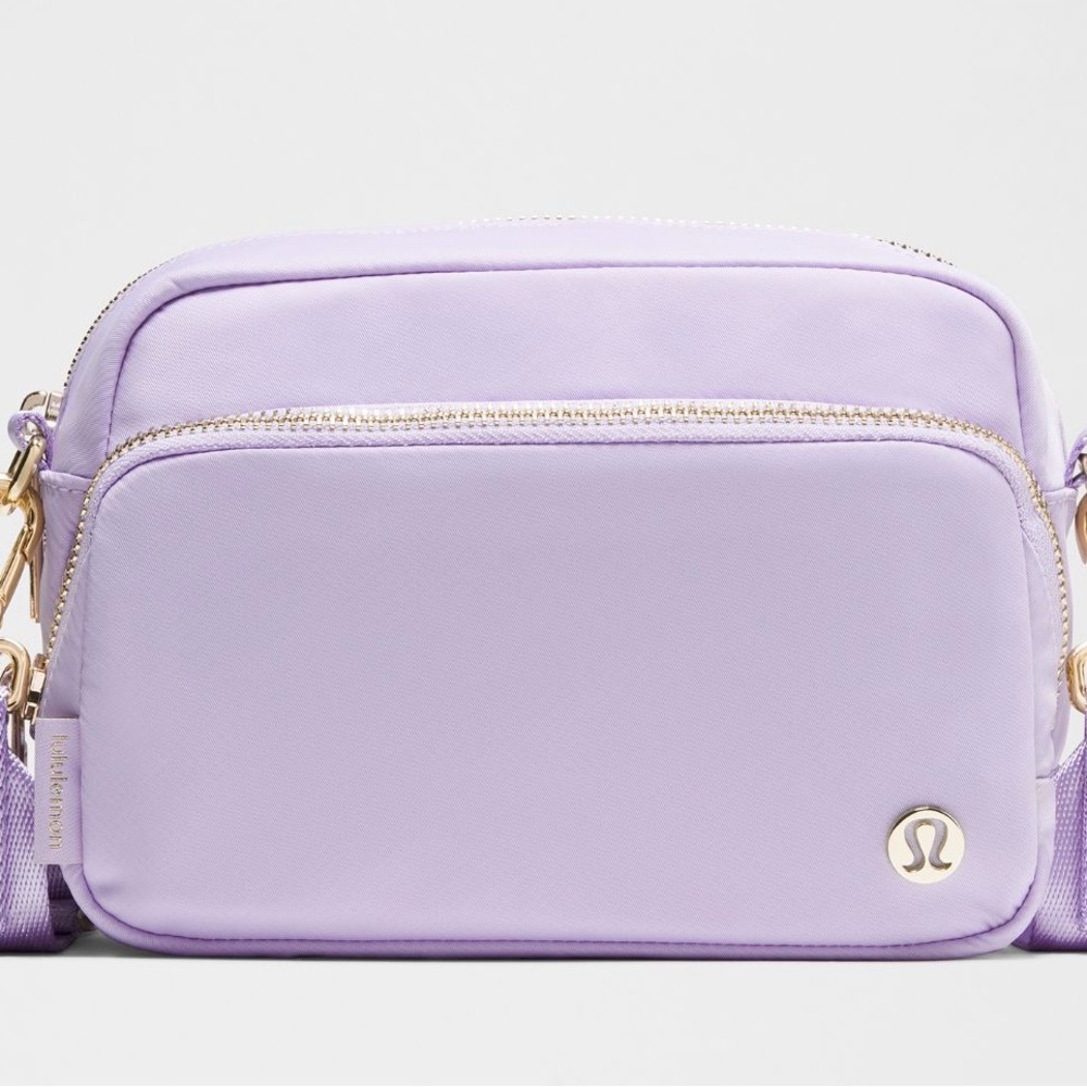Lululemon Athletica lavender frost Crossbody Bag with Gold Accents